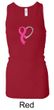 Breast Cancer Ladies Tanktop Ribbon Heart Longer Length Racerback Tank