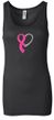 Breast Cancer Ladies Tanktop Ribbon Heart Longer Length Tank Top