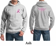 Breast Cancer Mens Hoodie Pink Ribbon Wings Front & Back Print Hoody