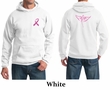 Breast Cancer Mens Hoodie Pink Ribbon Wings Front & Back Print Hoody