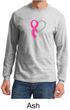 Breast Cancer Mens Shirt Ribbon Heart Long Sleeve Tee T-Shirt