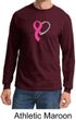 Breast Cancer Mens Shirt Ribbon Heart Long Sleeve Tee T-Shirt