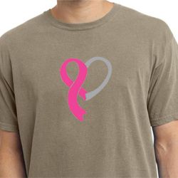 Breast Cancer Mens Shirt Ribbon Heart Pigment Dyed Tee T-Shirt Breast Cancer Mens Shirt Ribbon Heart Pigment Dyed Tee T-Shirt