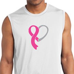 Breast Cancer Mens Shirt Ribbon Heart Sleeveless Moisture Wicking Tee Breast Cancer Mens Shirt Ribbon Heart Sleeveless Moisture Wicking Tee