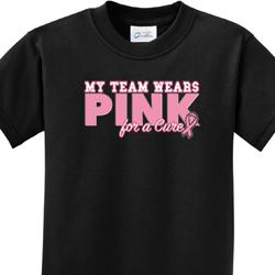 Breast Cancer My Team Wears Pink Kids Shirts