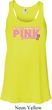 Breast Cancer My Team Wears Pink Ladies Flowy Racerback Tanktop