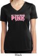 Breast Cancer My Team Wears Pink Ladies Moisture Wicking V-neck Shirt