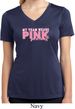 Breast Cancer My Team Wears Pink Ladies Moisture Wicking V-neck Shirt
