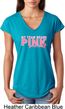Breast Cancer My Team Wears Pink Ladies Tri Blend V-Neck Shirt