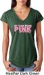 Breast Cancer My Team Wears Pink Ladies Tri Blend V-Neck Shirt