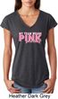 Breast Cancer My Team Wears Pink Ladies Tri Blend V-Neck Shirt