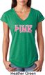 Breast Cancer My Team Wears Pink Ladies Tri Blend V-Neck Shirt