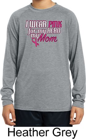 Breast Cancer Pink for My Hero Kids Dry Wicking Long Sleeve Shirt