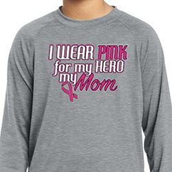 Breast Cancer Pink for My Hero Kids Dry Wicking Long Sleeve Shirt