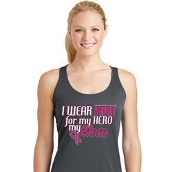 Breast Cancer Pink for My Hero Ladies Dry Wicking Racerback Tank Top