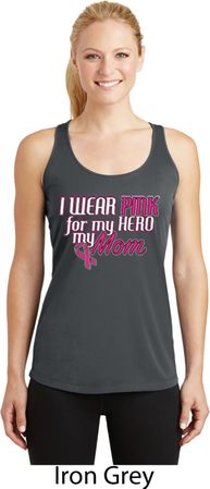 Breast Cancer Pink for My Hero Ladies Dry Wicking Racerback Tank Top