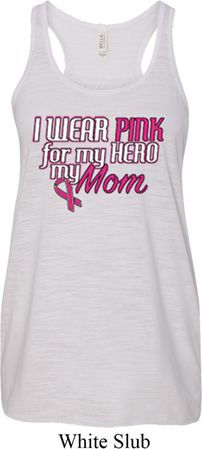 Breast Cancer Pink for My Hero Ladies Flowy Racerback Tanktop