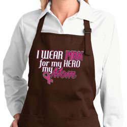 Breast Cancer Pink for My Hero Ladies Full Length Apron with Pockets