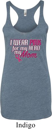 Breast Cancer Pink for My Hero Ladies Tri Blend Racerback Tank Top