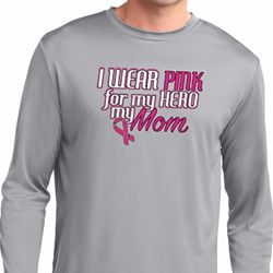 Breast Cancer Pink for My Hero Mens Dry Wicking Long Sleeve Shirt Breast Cancer Pink for My Hero Mens Dry Wicking Long Sleeve Shirt