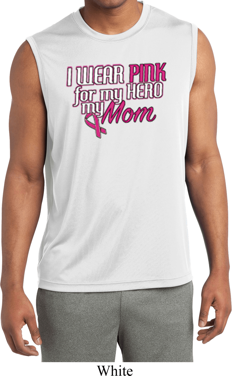 Breast Cancer Pink for My Hero Mens Sleeveless Moisture Wicking Shirt