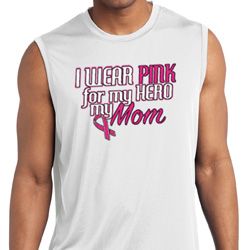 Breast Cancer Pink for My Hero Mens Sleeveless Moisture Wicking Shirt Breast Cancer Pink for My Hero Mens Sleeveless Moisture Wicking Shirt