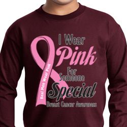 Breast Cancer Pink For Someone Special Kids Long Sleeve Shirt