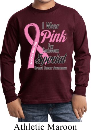Breast Cancer Pink For Someone Special Kids Long Sleeve Shirt
