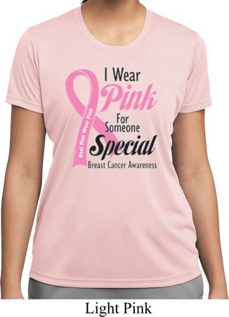 Breast Cancer Pink For Someone Special Ladies Moisture Wicking Shirt