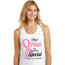 Breast Cancer Pink For Someone Special Ladies Racerback Tank Top
