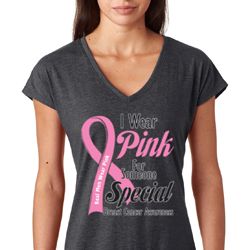 Breast Cancer Pink For Someone Special Ladies Tri Blend V-Neck Shirt