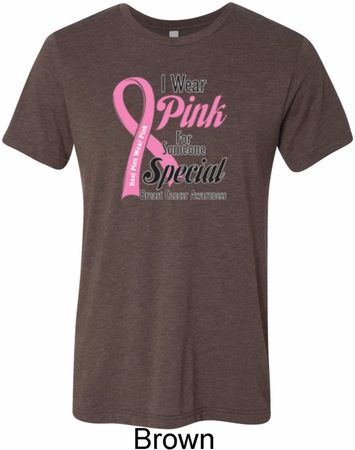 Breast Cancer Pink For Someone Special Mens Tri Blend Crewneck Shirt