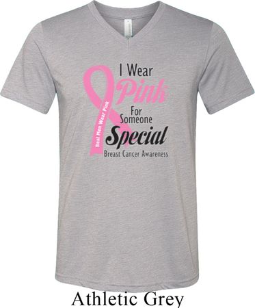 Breast Cancer Pink For Someone Special Mens Tri Blend V-neck Shirt