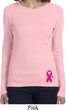 Breast Cancer Pink Ribbon Pin Bottom Print Ladies Long Sleeve Shirt