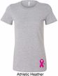 Breast Cancer Pink Ribbon Pin Bottom Print Ladies Longer Length Shirt