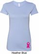 Breast Cancer Pink Ribbon Pin Bottom Print Ladies Longer Length Shirt