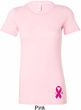 Breast Cancer Pink Ribbon Pin Bottom Print Ladies Longer Length Shirt