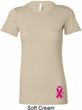 Breast Cancer Pink Ribbon Pin Bottom Print Ladies Longer Length Shirt