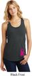 Breast Cancer Pink Ribbon Pin Bottom Print Ladies Racerback Tank Top