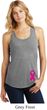 Breast Cancer Pink Ribbon Pin Bottom Print Ladies Racerback Tank Top
