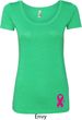 Breast Cancer Pink Ribbon Pin Bottom Print Ladies Scoop Neck Shirt