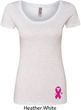 Breast Cancer Pink Ribbon Pin Bottom Print Ladies Scoop Neck Shirt