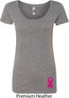 Breast Cancer Pink Ribbon Pin Bottom Print Ladies Scoop Neck Shirt