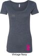 Breast Cancer Pink Ribbon Pin Bottom Print Ladies Scoop Neck Shirt