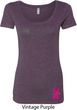 Breast Cancer Pink Ribbon Pin Bottom Print Ladies Scoop Neck Shirt