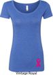 Breast Cancer Pink Ribbon Pin Bottom Print Ladies Scoop Neck Shirt