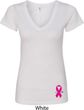 Breast Cancer Pink Ribbon Pin Bottom Print Ladies V-Neck Shirt