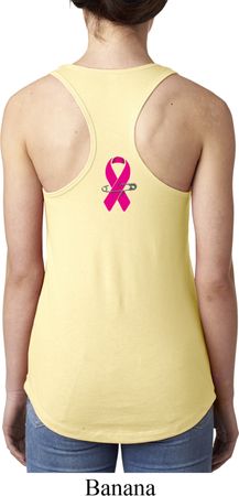 Breast Cancer Pink Ribbon Pin Neck Print Ladies Ideal Tank Top