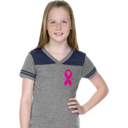 Breast Cancer Pink Ribbon Pin Pocket Print Girls Football Shirt