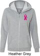 Breast Cancer Pink Ribbon Pin Pocket Print Ladies Full Zip Hoodie